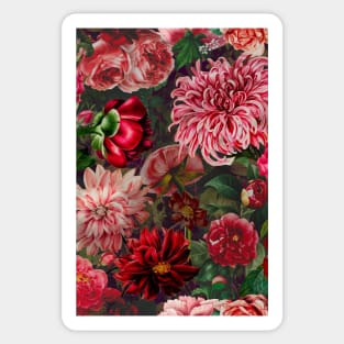 vintage flowers and leaves pattern, botanical pattern, floral illustration, vintage floral over a Sticker